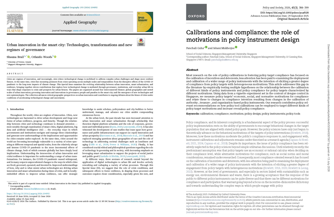 Image of Applied Geography: Special Issue on Urban Innovation in the Smart City and Behavioural Motivations for Policy Compliance in Singapore's Dengue Control